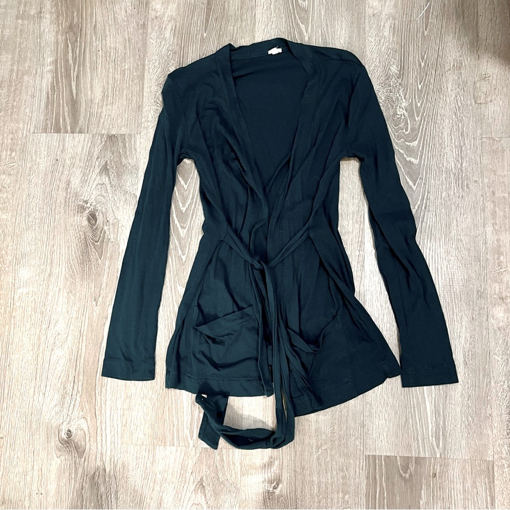 JCrew Longline Belted Cardigan - Green